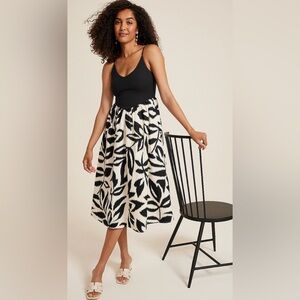 Drop Waist Mix Media Midi Dress